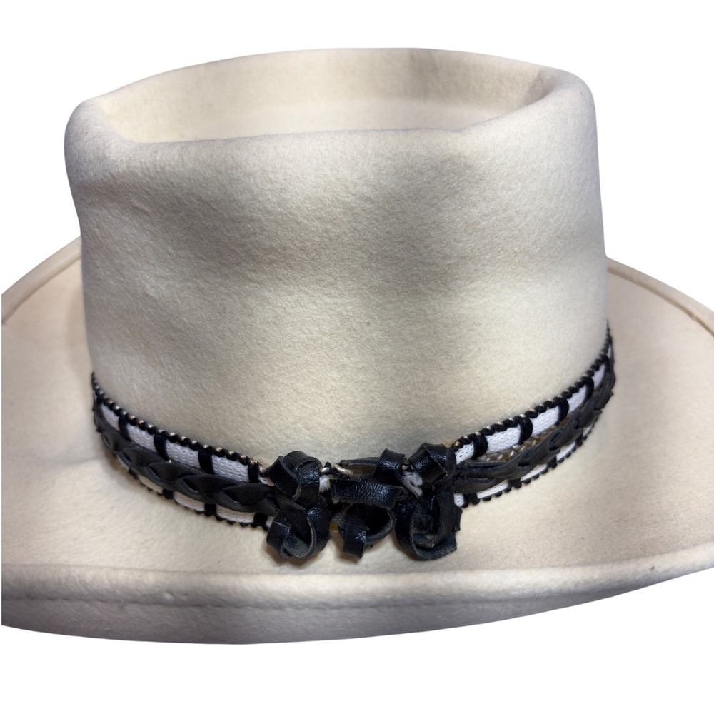Golden West Cowboy Hat Mens Large Cream Wool Felt Braided Leather Band USA Made